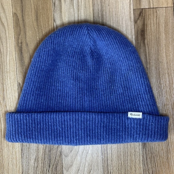 Madewell Accessories - Madewell Knit Beanie Hat 100% Merino Wool Blue Cuffed One Size Unisex